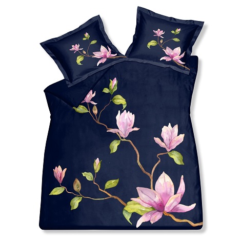 VanDyck overtrek satijn Amor 058 Night Blue,donkerblauw,bloem